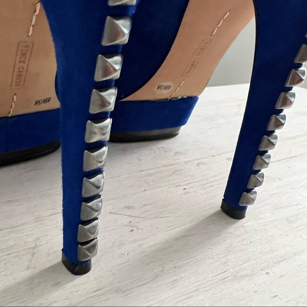 Vince Camuto Deba Lapis Blue Platform Studded Suede Shoe Size 38/8 - Picture 10 of 14